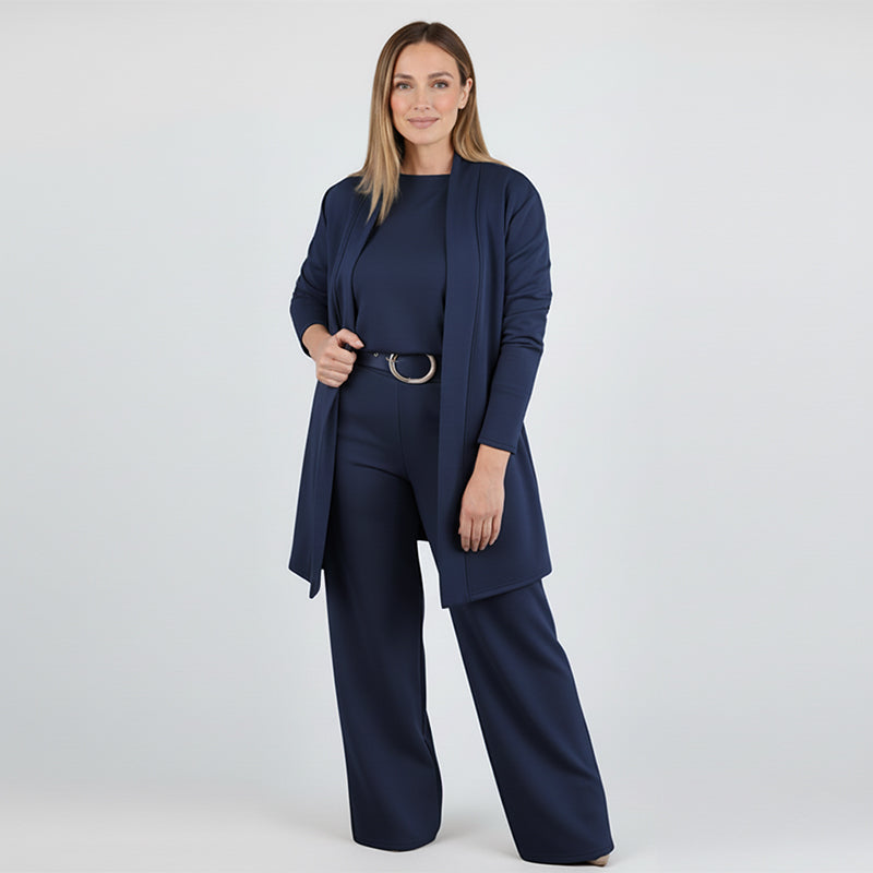 Edda - Ensemble femme trois pièces avec cardigan long élégant