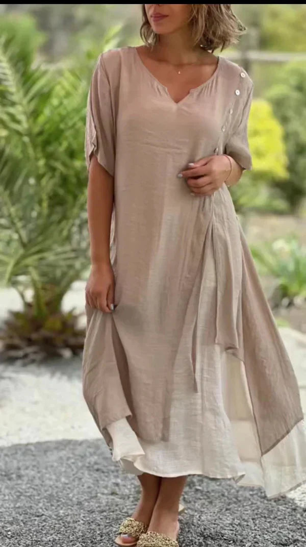 Amabel - Robe asymétrique à deux pièces avec manches courtes