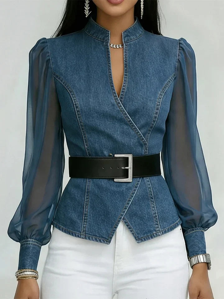 Quinellea - Chemisier Structuré en Denim Élégant
