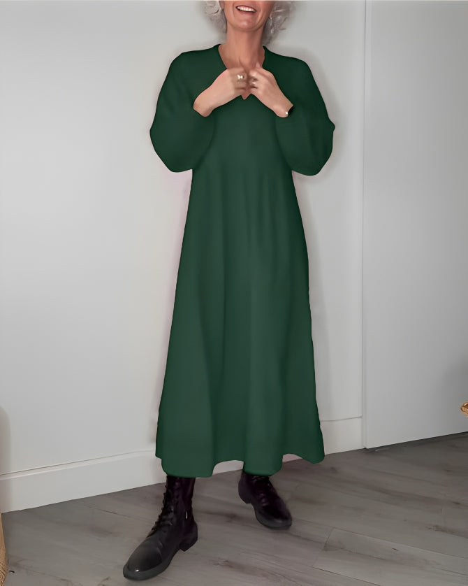 Amanda - La robe longue amincissante avec décolleté en V