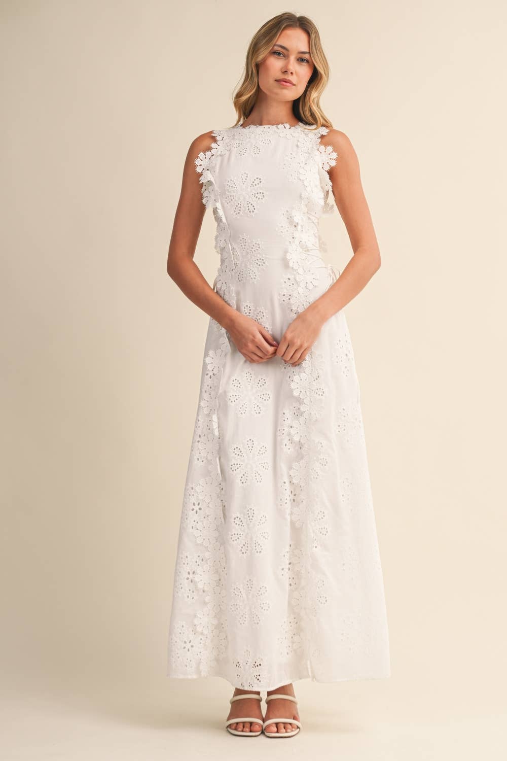 Orylisse - Robe maxi femme brodée avec dentelle florale élégante