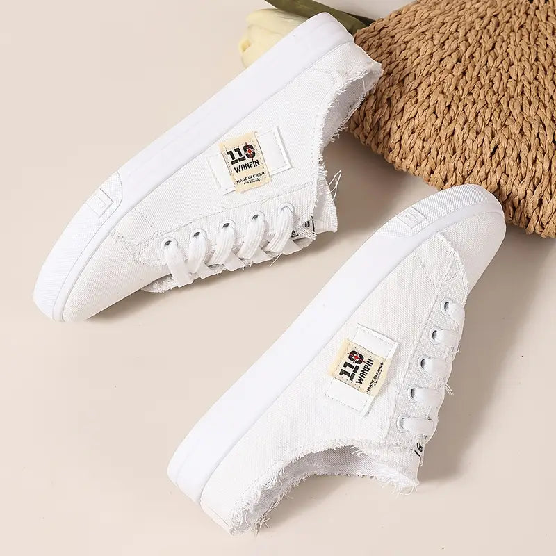 Cyrelia - Chaussures en toile lacées plates tendance et confortables qui vont avec tout