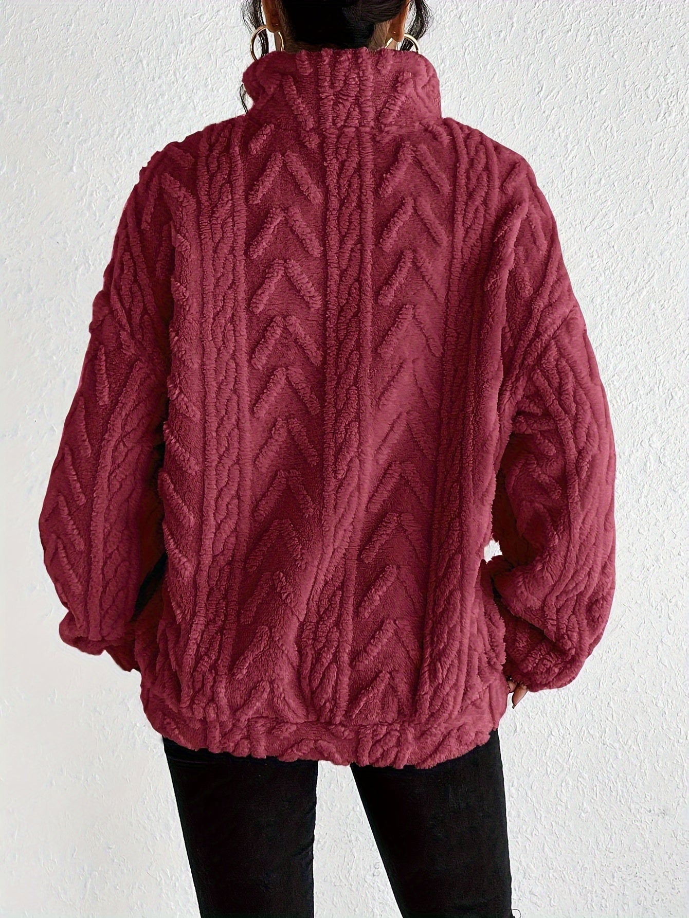 Claudette - Sweatshirt Luxe en Fleece à Tricot Cable