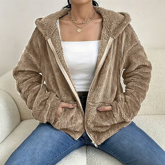 Klasina - Veste Douce à Capuche et Fermeture Éclair pour Femme