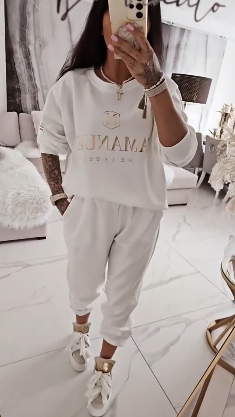 Quelisse - Ensemble blouse imprimée et pantalon ample pour femme