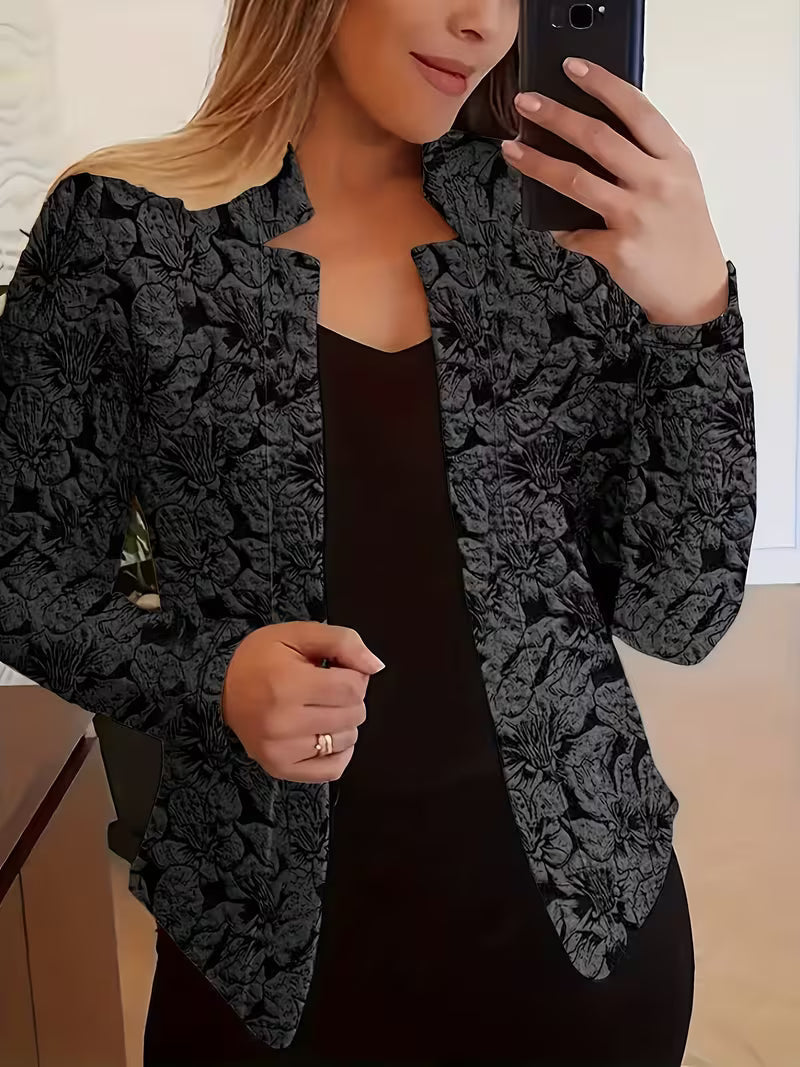 Mylène - Blazer femme floral à col structuré et manches longues