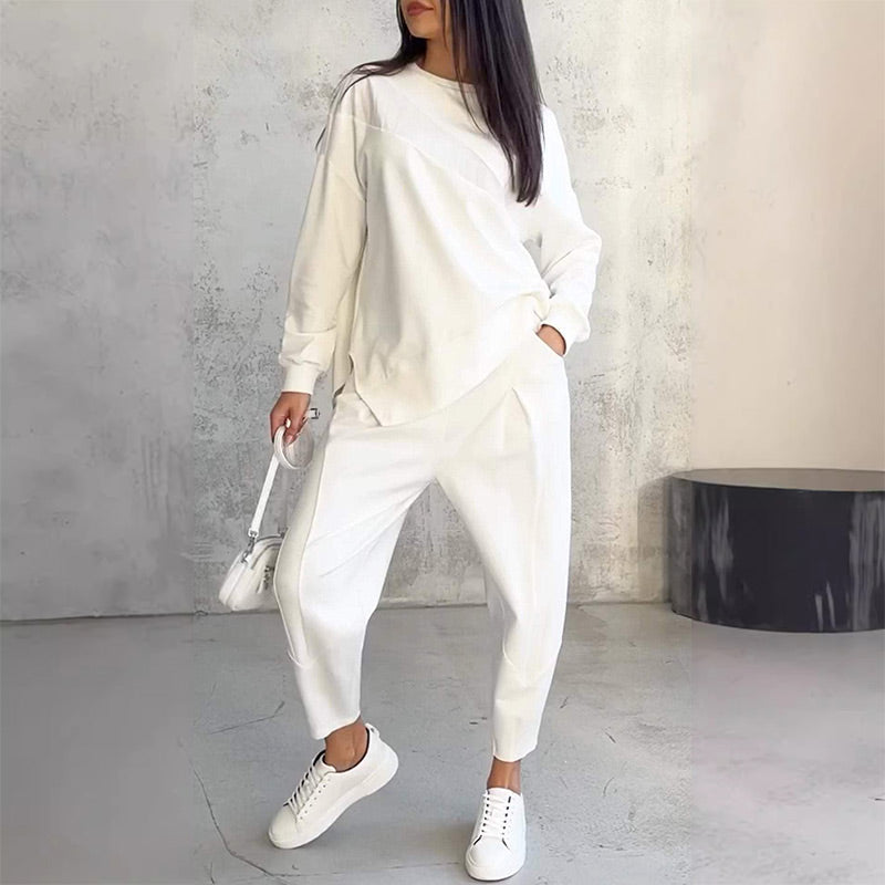 Evanna - Ensemble femme sweat asymétrique avec pantalon confortable