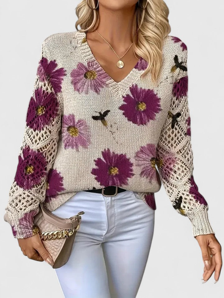 Marisavina - Pull Floral Vintage Élégant