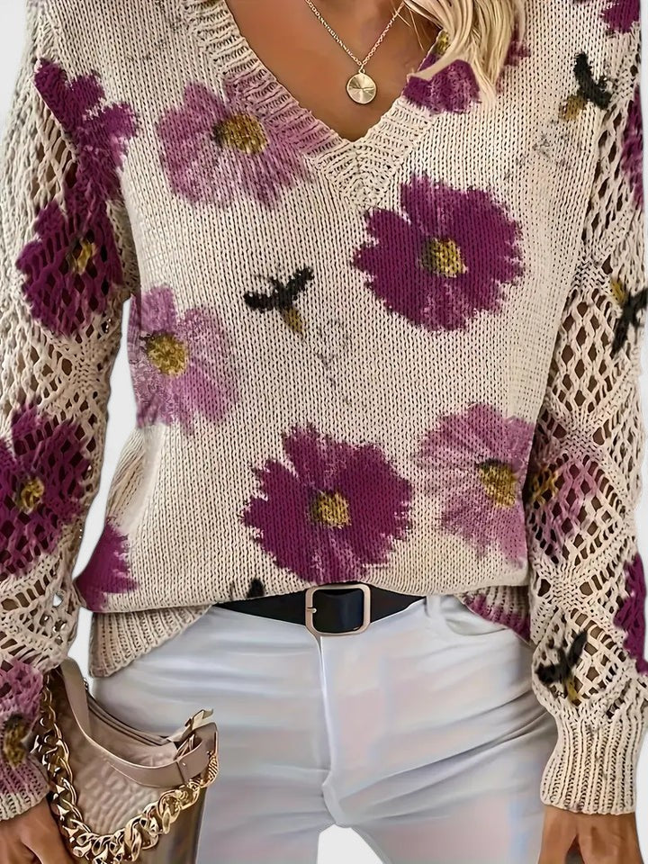 Marisavina - Pull Floral Vintage Élégant