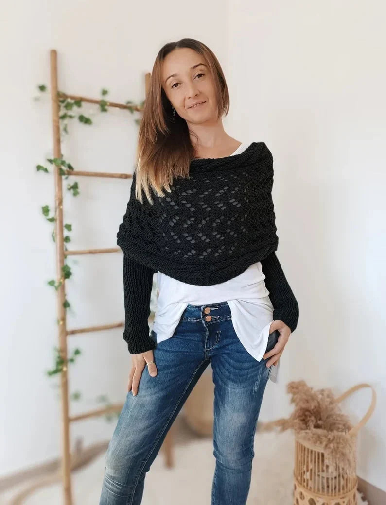 Alyssa - Châle en tricot boho – Flatteur et confort