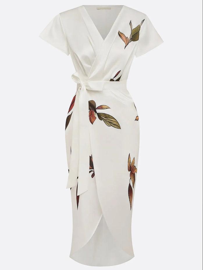 Nysoria - Robe Portefeuille Fleurie Élégante