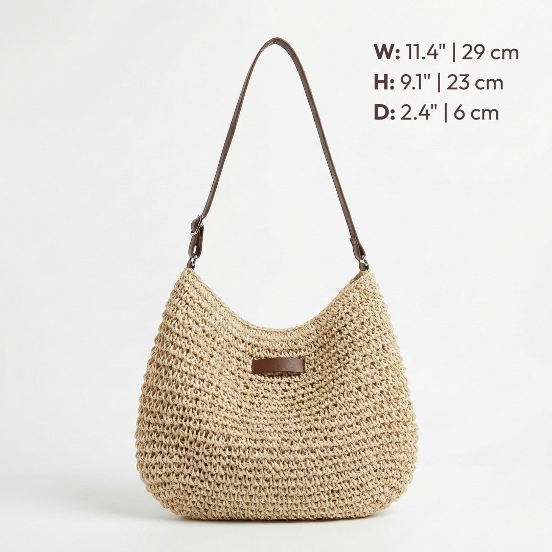 Mirelina - Sac femme bandoulière raphia tressé style boho naturel