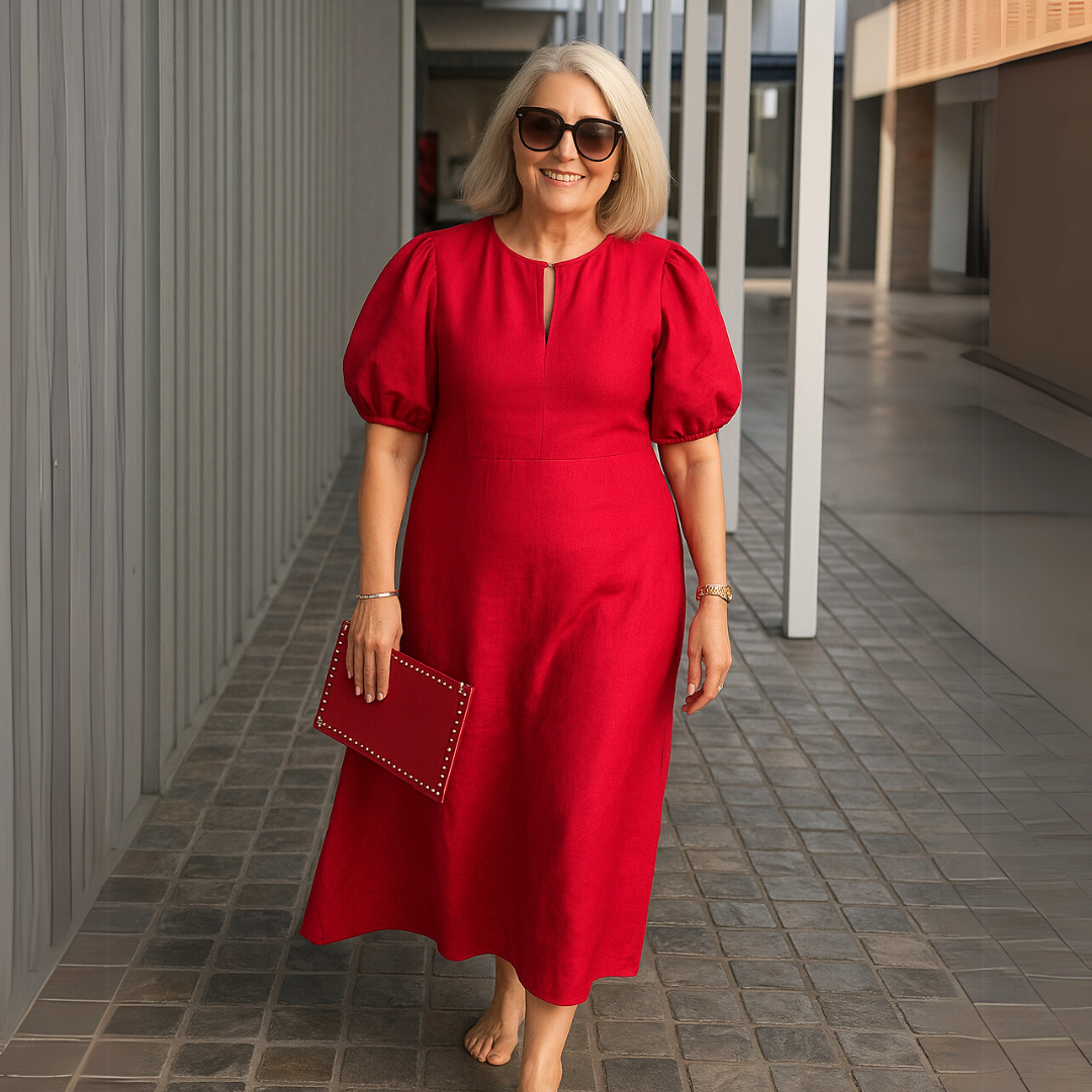 Catalina - Robe unie élégante avec décolleté en V