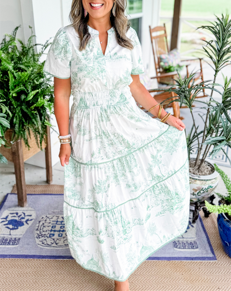Selindra - Robe Maxi Classique à Imprimé Toile