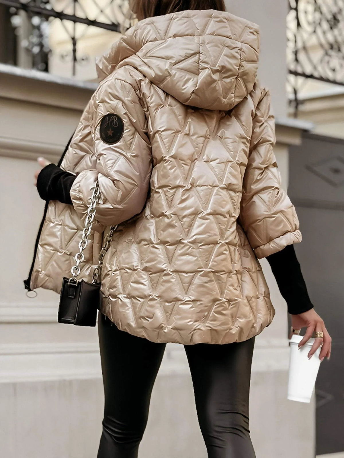 Liselore - Veste femme matelassée à capuche avec motif diamant