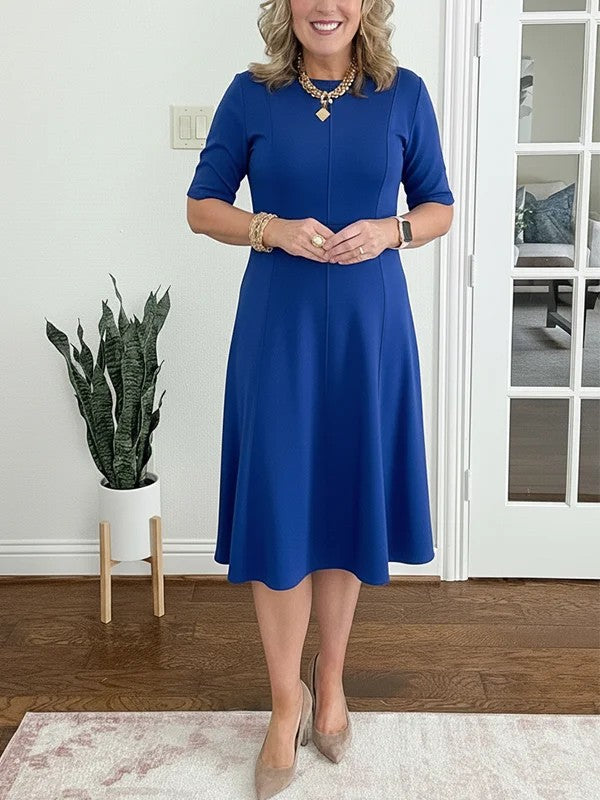Quirinae - Robe Midi Élégante À Coupe Évasée Et Manches