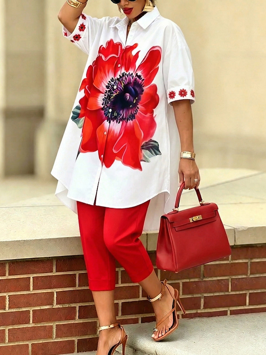 Jexira™ - Top Femme Imprimé Floral avec Pantalon Coupe Ample