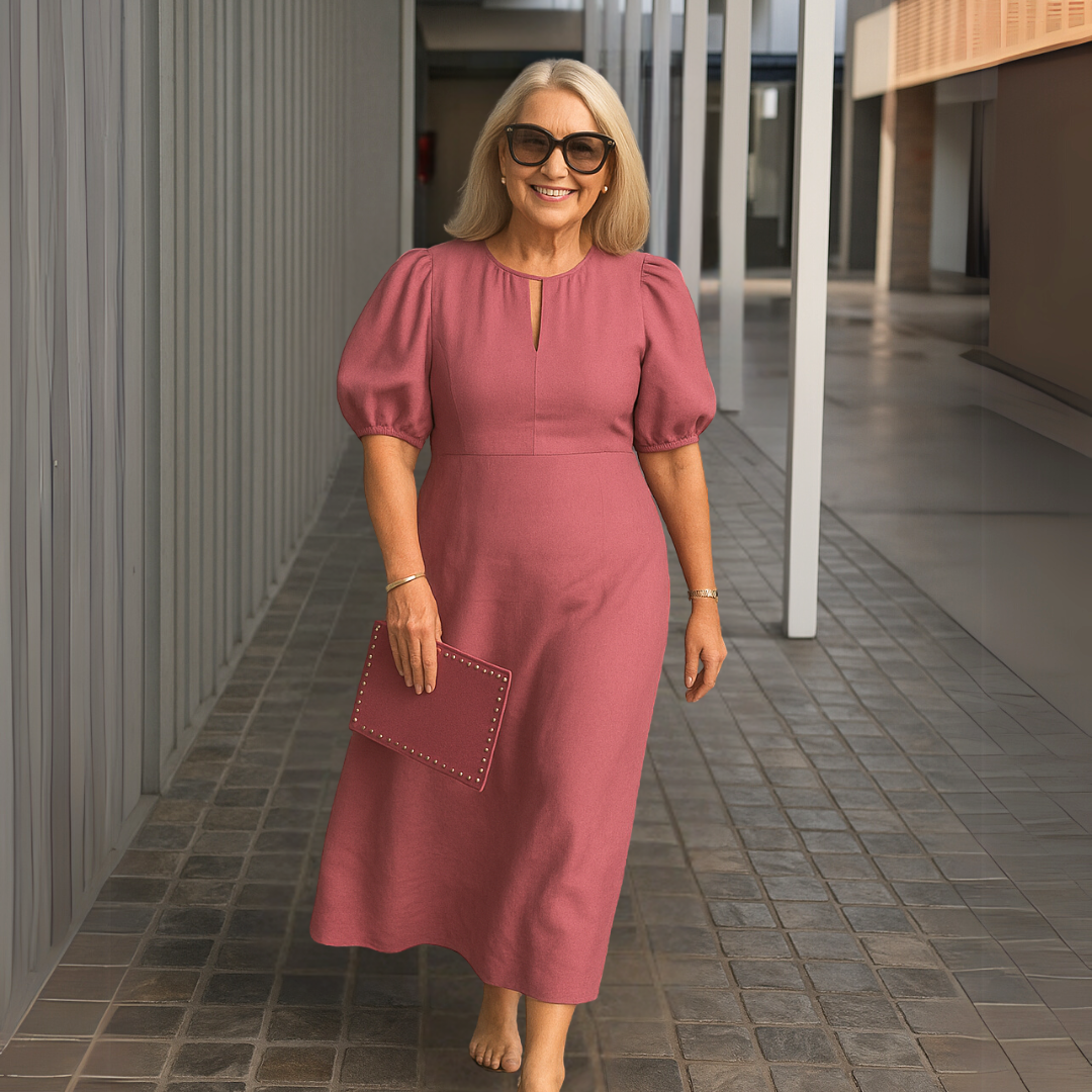 Catalina - Robe unie élégante avec décolleté en V