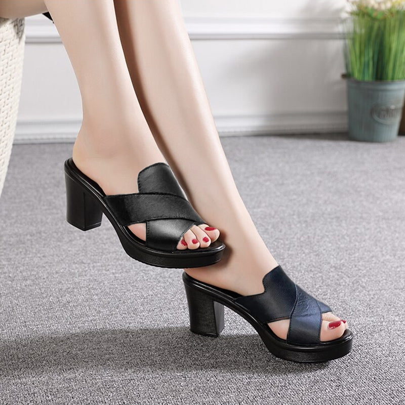Izyra - Sandales Femme Confort Semelle Épaisse Talon Moyen Style Quotidien
