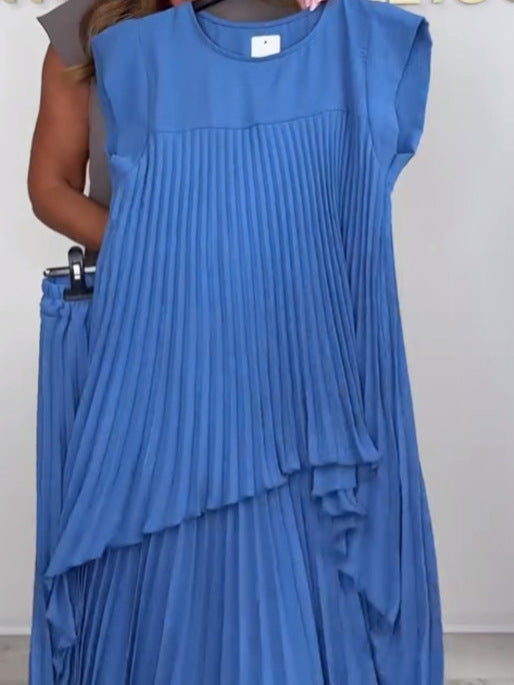 Nelia - Ensemble Décontracté avec Top Midi à Manches Courtes et Pantalon à Taille Élastique