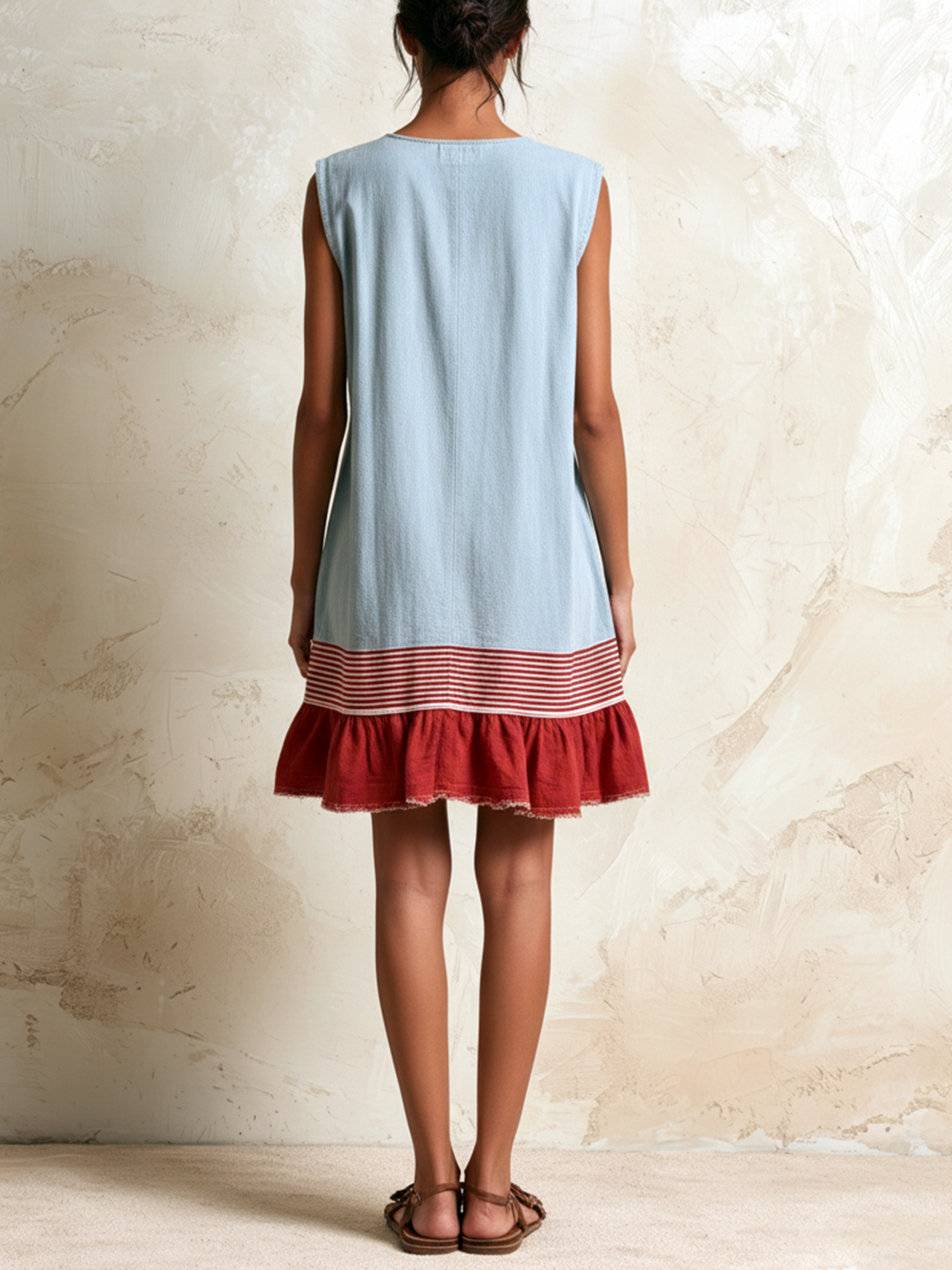 Zafrina - Robe tunique femme sans manches avec ourlet froncé