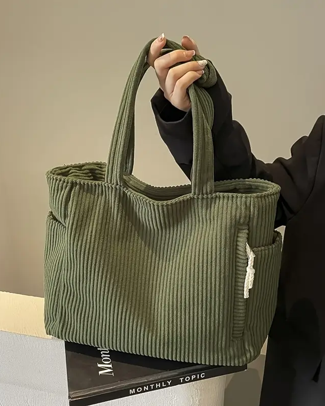 Gisara - Sac fourre-tout côtelé avec détail en corde