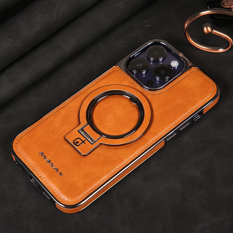 Jalira - Housse de téléphone iPhone en cuir luxueux avec support invisible