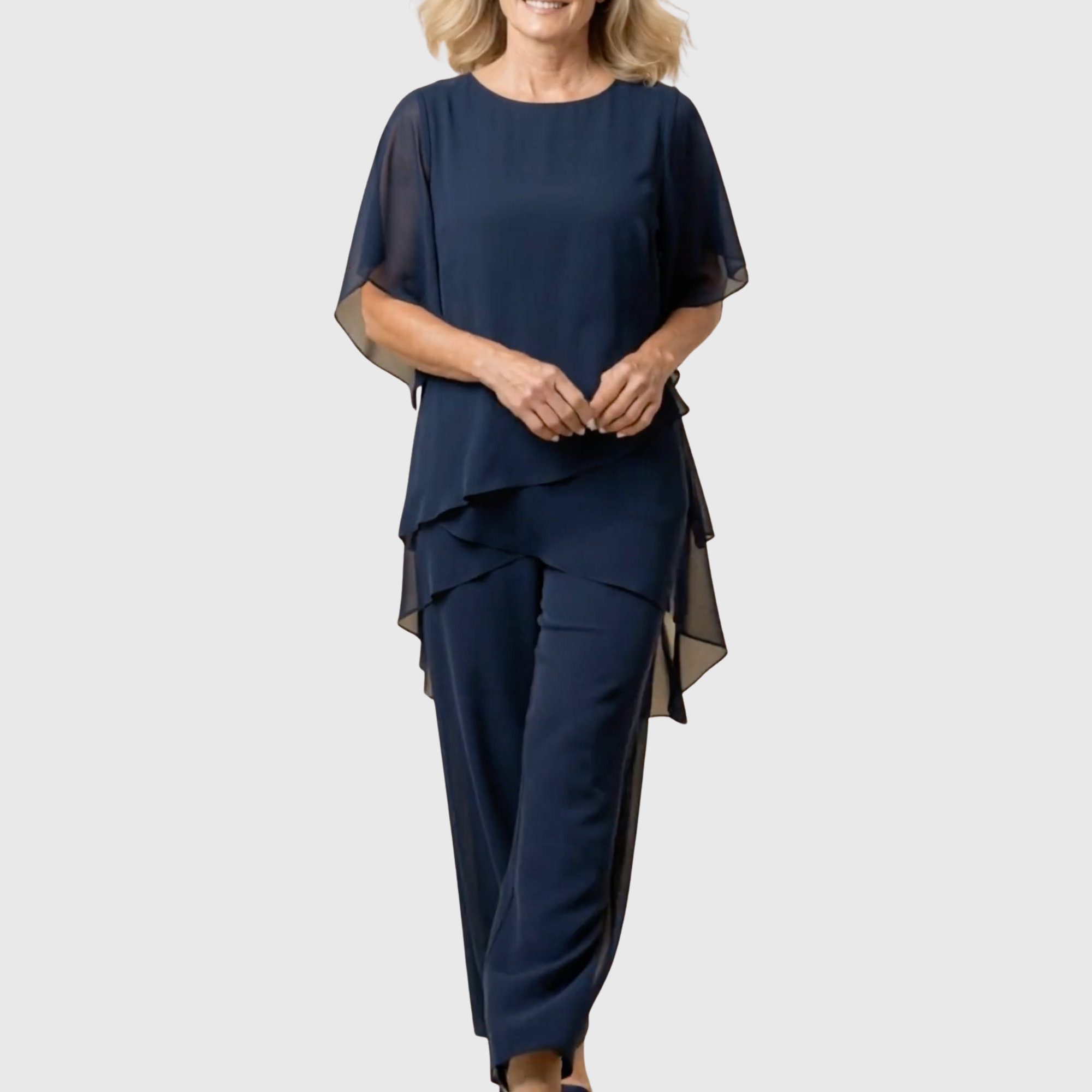 Fosira - Ensemble Femme Élégant Drapé Pantalon Palazzo Fluide
