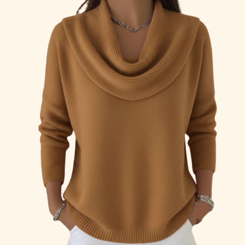 Elarina - Pull à Col Drapé pour Femme