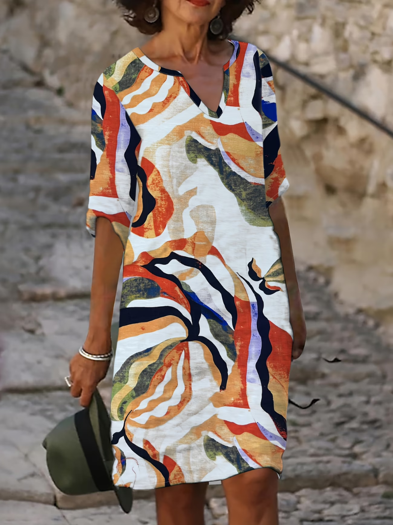 Cavessa - Robe d’été femme légère à imprimé abstrait
