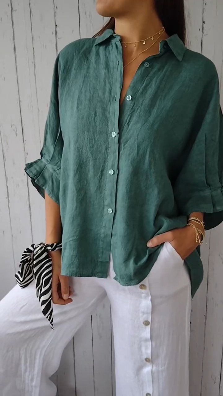 Delphira - Chemise en coton et lin nouée dans le dos