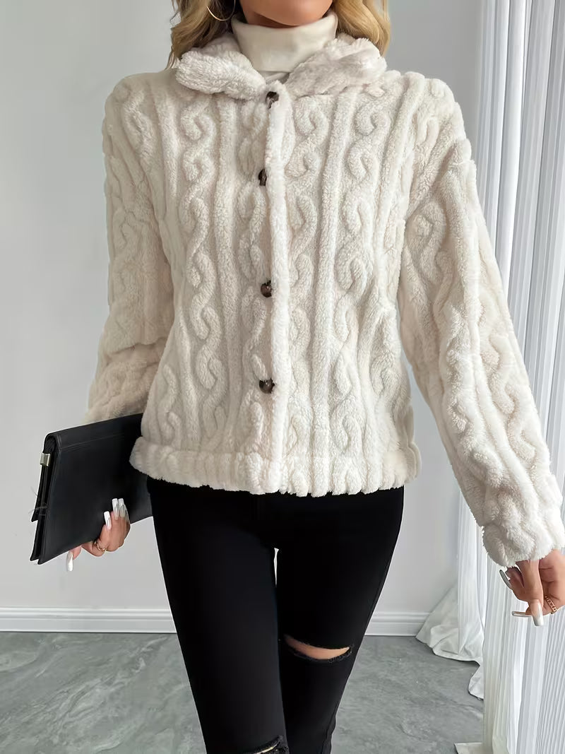 Nelle - Veste teddy femme texturée à boutons