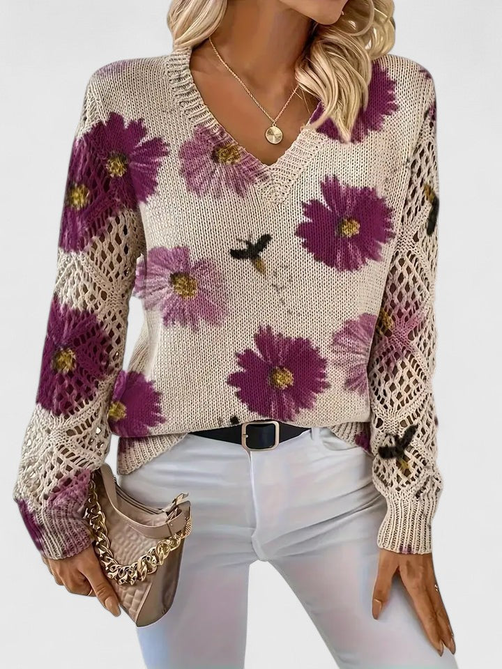 Marisavina - Pull Floral Vintage Élégant