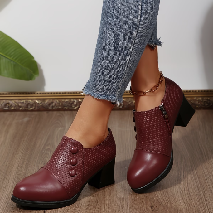 Riëtte - Women's block heel pumps with zipper