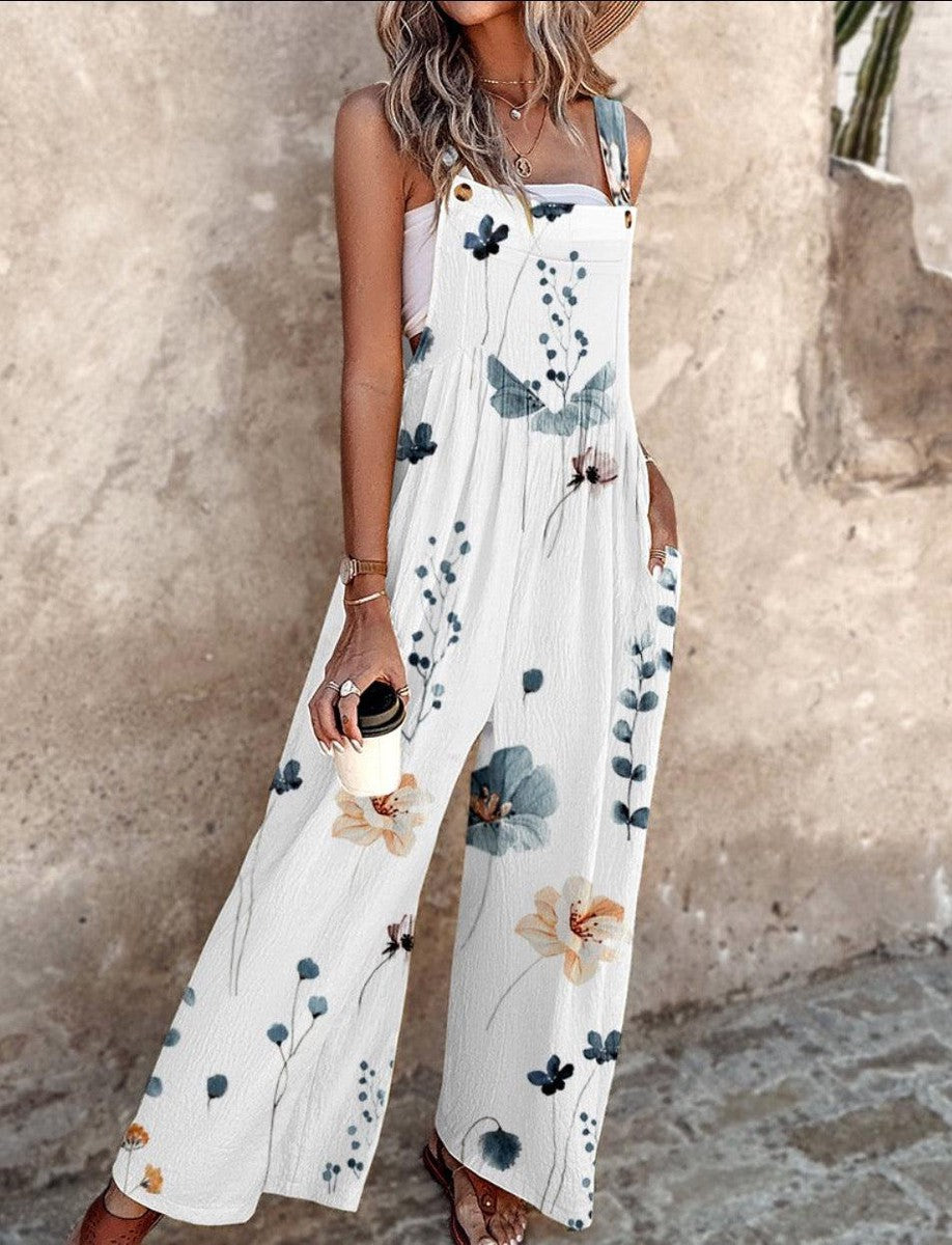 Indira - Combinaison sans manches à imprimé végétal pour un look estival frais et élégant