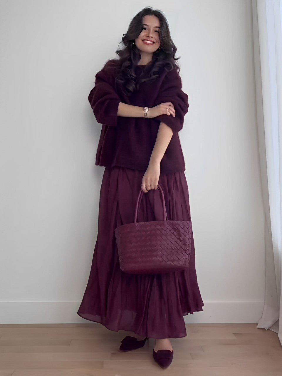 Mirjam - Ensemble Pull Oversize et Jupe en Mélange de Mohair