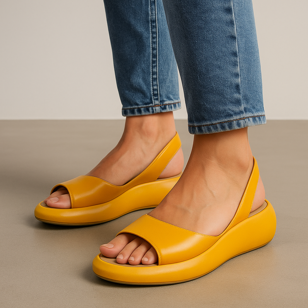Iverixa - Sandales femme compensées bout ouvert semelle plateforme cuir