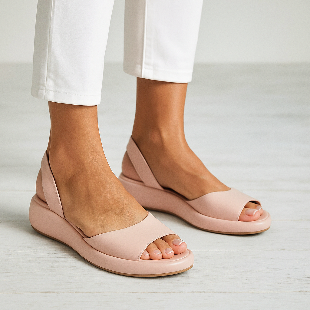 Iverixa - Sandales femme compensées bout ouvert semelle plateforme cuir