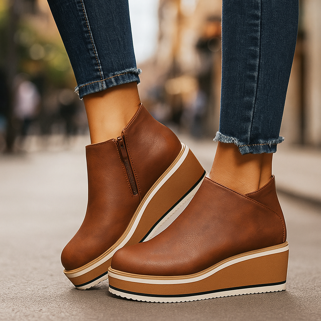 Georgette - Bottines femme compensées avec zip latéral