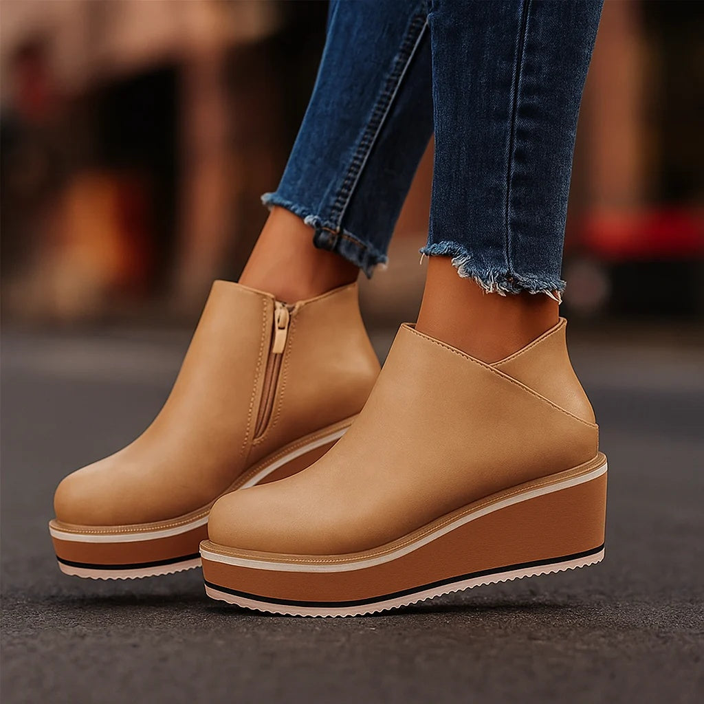 Georgette - Bottines femme compensées avec zip latéral