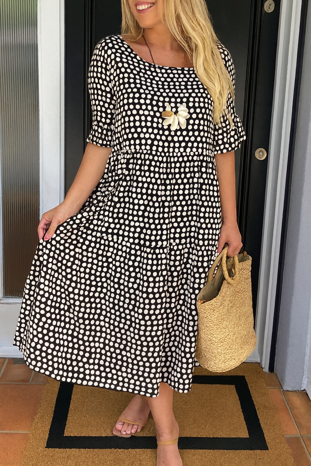 Myrelix - Robe Midi à Manches Courtes Femme élégance naturelle