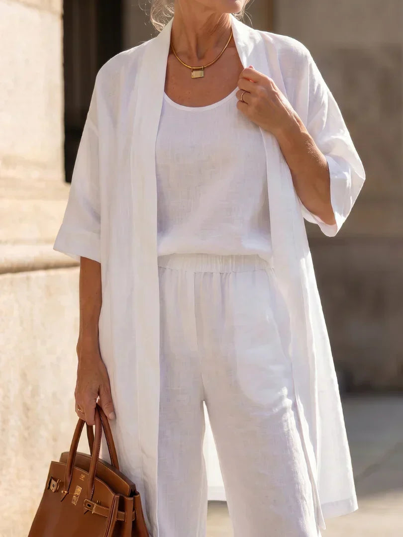 Faevina - Ensemble femme léger avec kimono, haut et pantalon