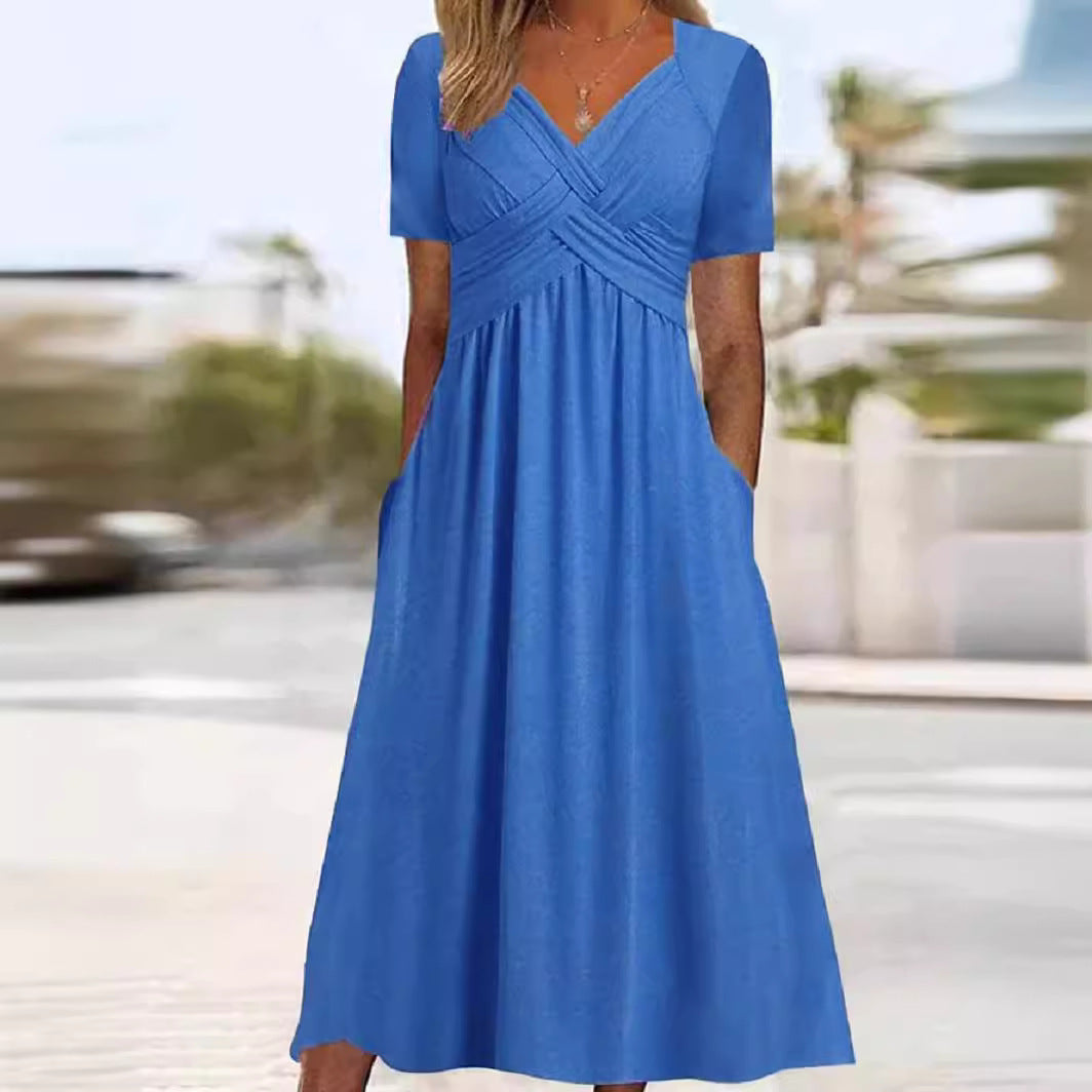 Malina - Robe Élégante à Silhouette Fluide et Décolleté en V