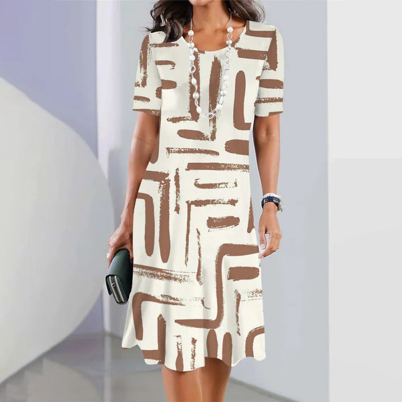 Serine - Robe femme trapèze à imprimé contrasté