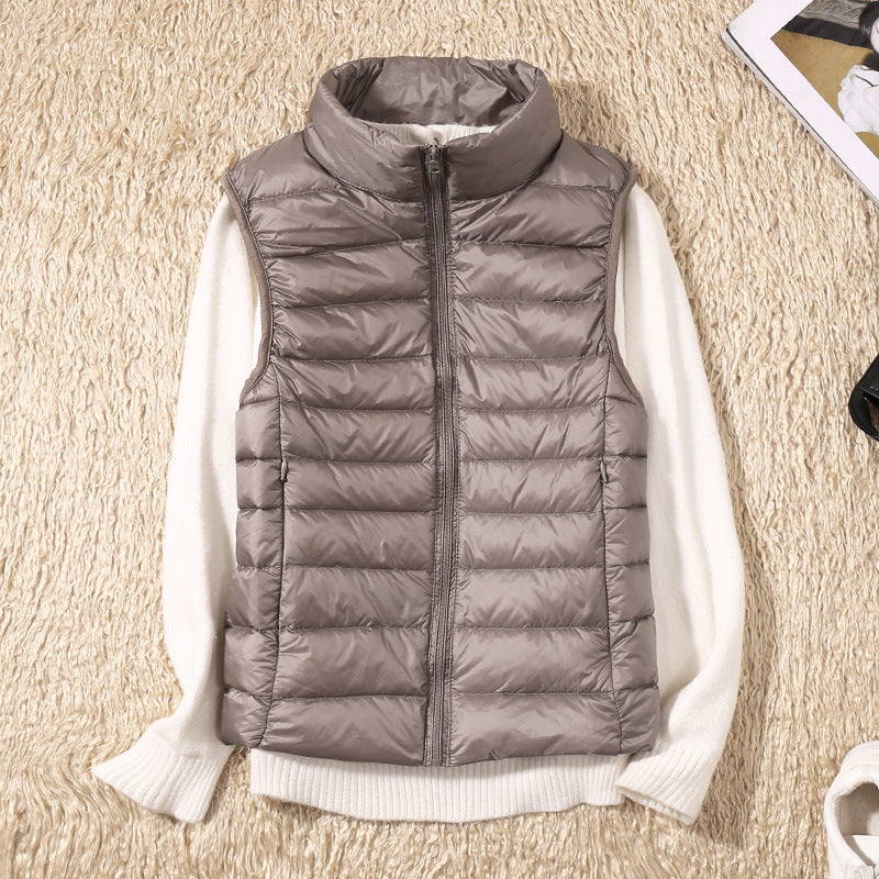 Quelora - Gilet Plissé Léger En Plumes Pour Un Style Élégant