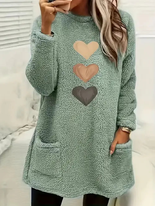 Patrice - Sweatshirt Polaire Cœur Coloré avec Poches