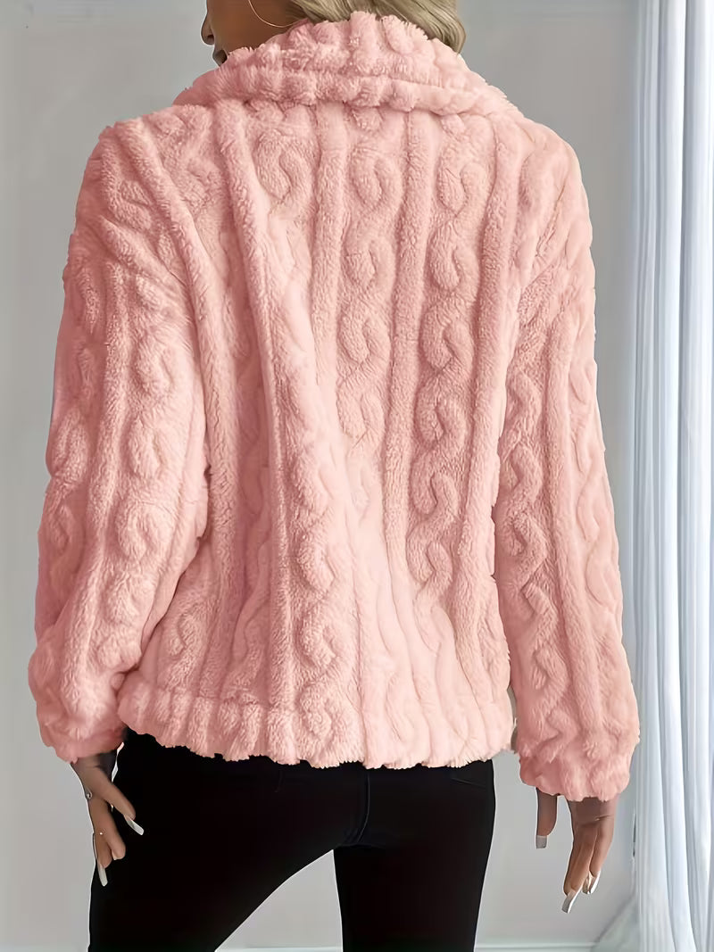 Nelle - Veste teddy femme texturée à boutons