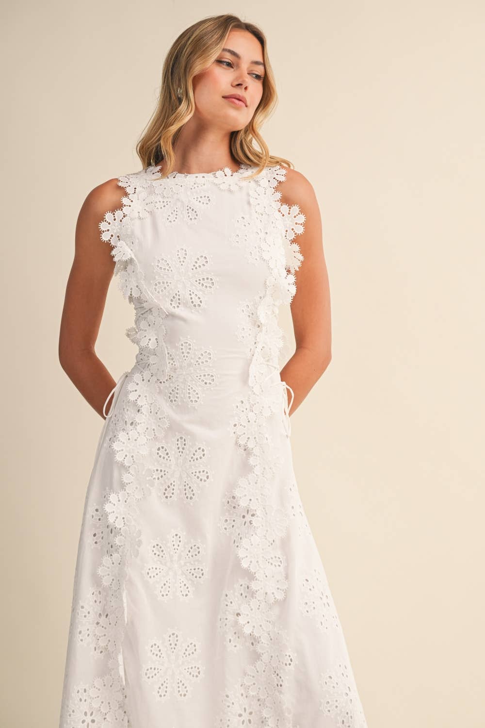 Orylisse - Robe maxi femme brodée avec dentelle florale élégante