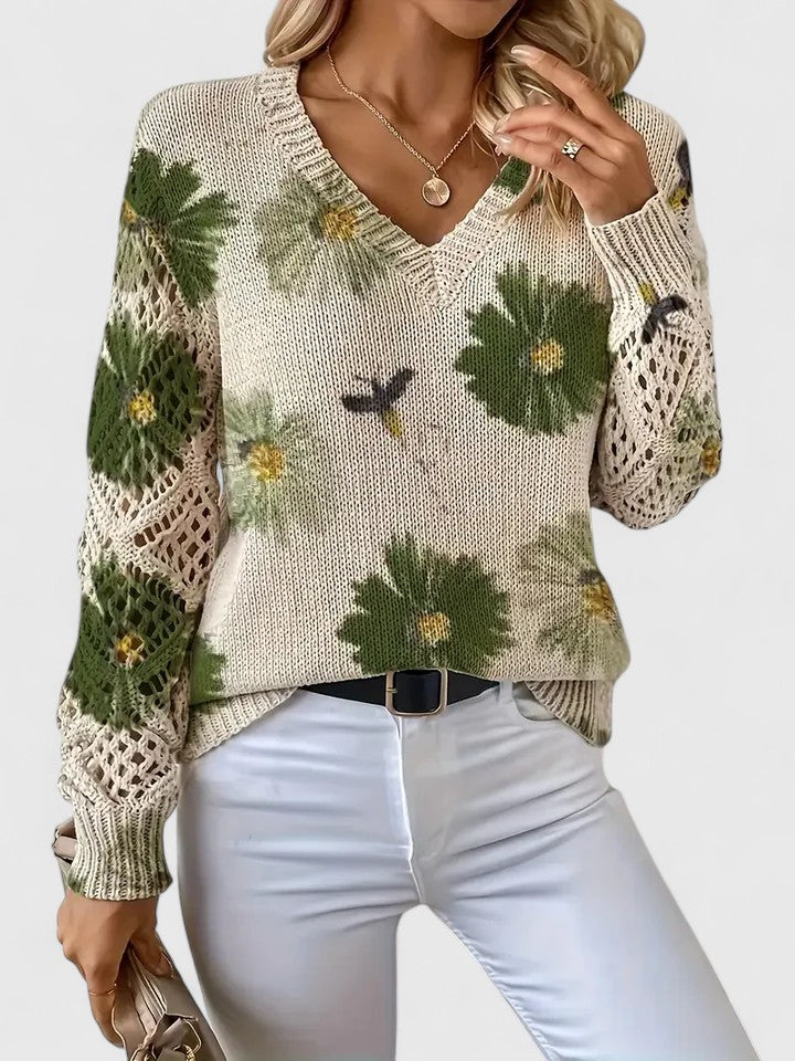 Marisavina - Pull Floral Vintage Élégant