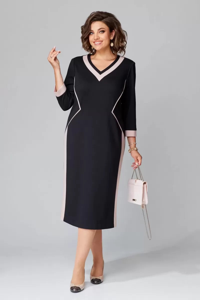Rhoselivessa - Robe Chic Contrastée à Col V
